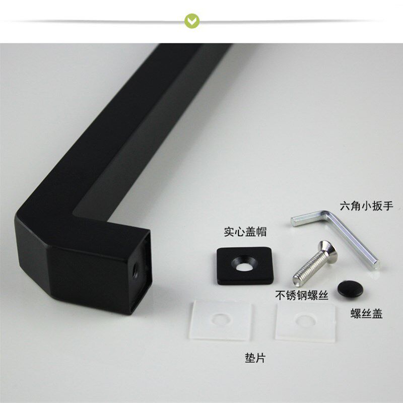 加厚亚黑色方f管不锈钢L形拉手简约淋浴房现代玻璃门双向方形把手