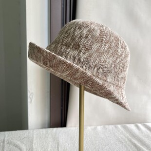 小头围棉麻卷边渔夫帽子女春夏百搭显脸小防晒轻薄透气盆帽礼帽潮