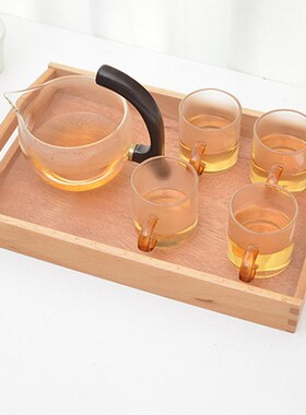 简约木质托盘家用功夫茶具水杯托盘带把手日式早餐木托盘厂家直供