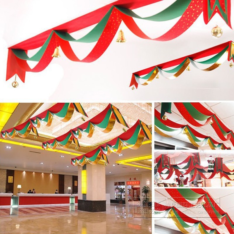 波浪旗彩旗拉旗节庆吊旗装饰圣诞节酒店商场吊顶2R米3米4米5米挂