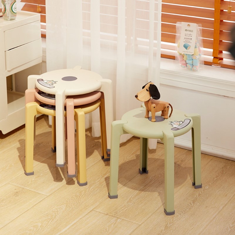 儿童矮凳简约塑料家用创t意小板凳客厅椅子加厚凳子可收纳叠放