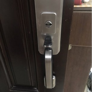 老式门锁不锈钢老式防盗门天地按压门把手铝合金大门锁面板双活