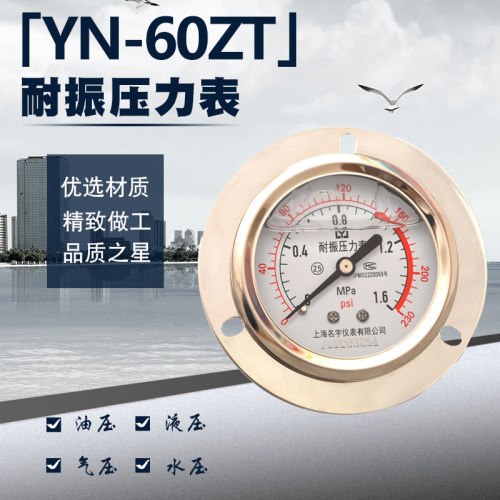 轴向带边YN60ZT耐震压力表0-1.6/2.5/4/6/40Mpa水压油压气压液压