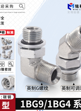 1BG9/1BG4英制60喇叭口2/3/4/6分管螺纹可调向直角45度弯头接头
