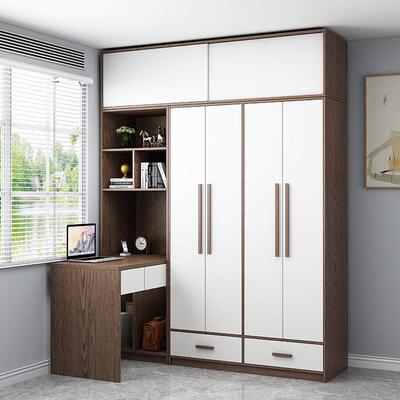 0221新品电脑台式桌连体L型角组书桌衣柜一体合简约家用卧室学生