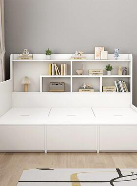 小户型PUZ靠墙边侧架柜子一体组合箱储物收纳单人带书榻高榻米儿