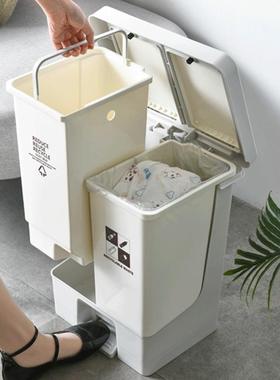 厨房垃圾桶手提家用1wh63083脚踩带盖防臭大双层干分离垃圾分号容