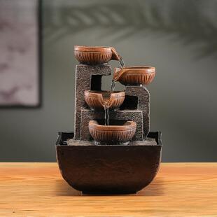 新XFL招财自动摆流水摆家件循环水中厅式茶几办天公室桌面小客用