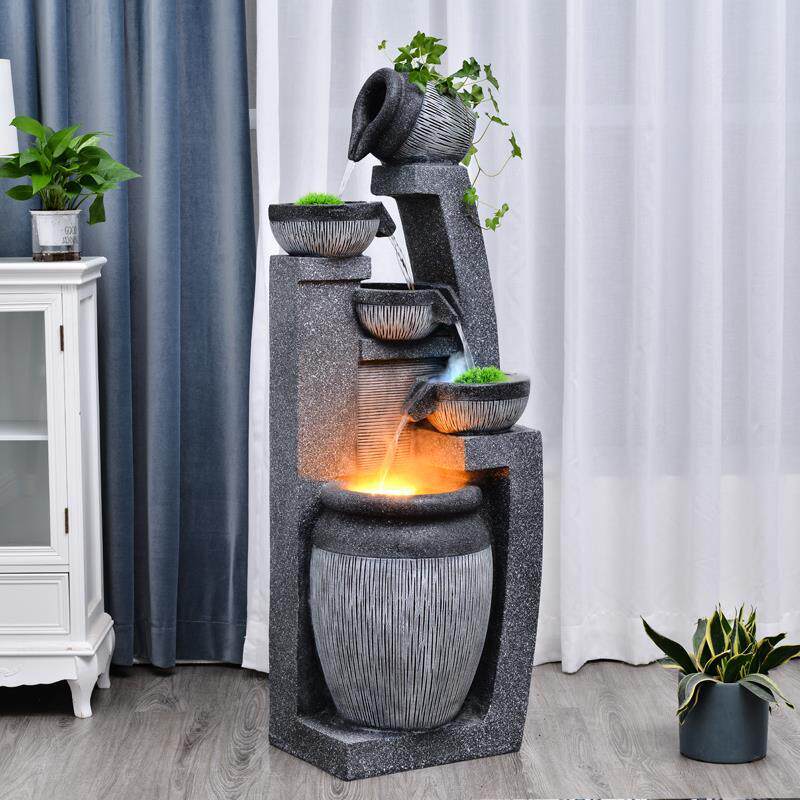 欧式假山流水泉YRV件落地摆循环水客厅风水轮室内加湿装器喷饰品