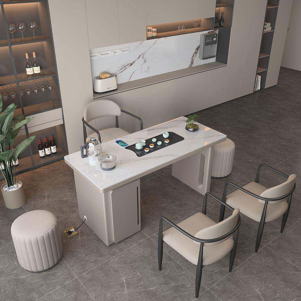 轻意式奢岩板茶夫桌椅组合家用办公功泡CUZ茶烧水壶一套装体阳台