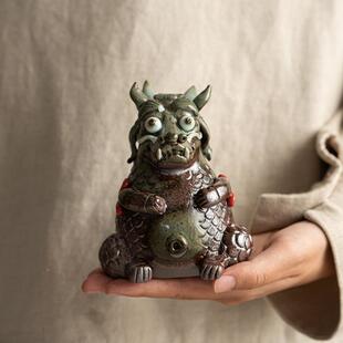 九匠风肖龙茶宠TTO陶瓷线香生插可养茶香台摆件手茶玩艺术工装饰