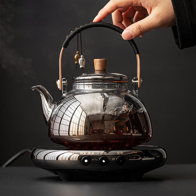 烟煮灰色璃茶提906256梁壶玻用茶具电陶炉煮茶炉网红电热蒸茶家炉