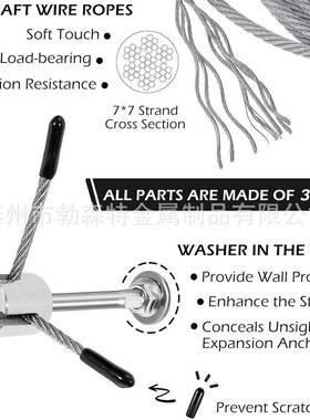 3/4mm锈钢十字卡头钢丝绳卡丝头钢墙壁不绿化绳固KXK定户外攀爬植