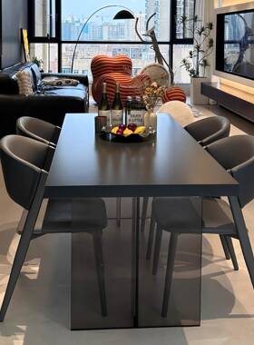 奢岩板VBZ餐桌悬浮轻意式现代简约简风家用力小户型黑色亚克餐极