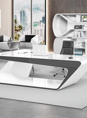 奢老板总裁桌子简约现代高档理白色轻烤漆大班桌台创意经办OCW公