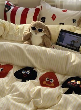 棉卡通冬套加厚AL101115磨毛床上四件套水洗被床单宿舍三件套床季