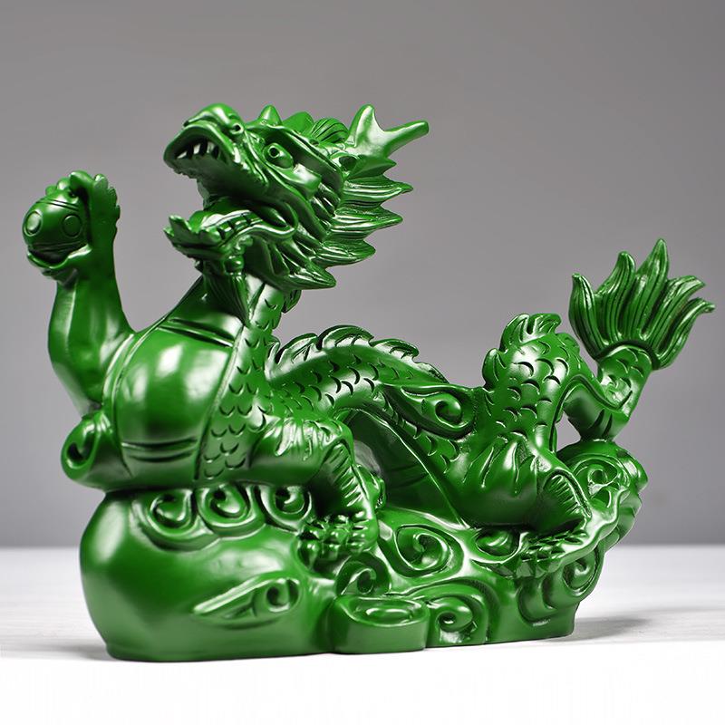 绿色龙摆件木木头龙TQ-929艺品居家送礼实木质雕刻桌面装工饰品客