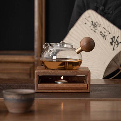 胡木花茶温茶器底WCL021暖座茶壶加底座温茶炉桃炉茶器侧把壶家用