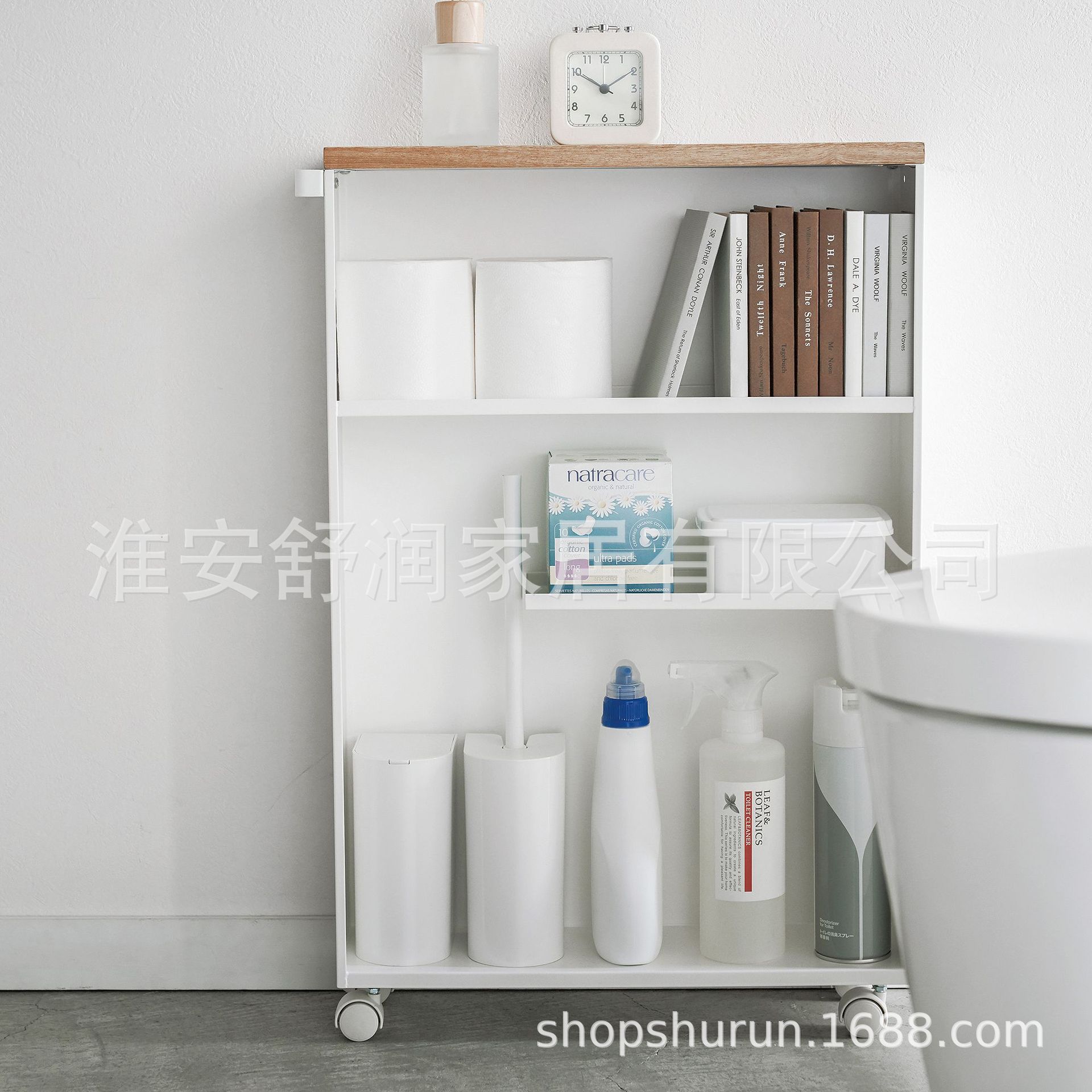 日式窄缝滚轮浴室置物架