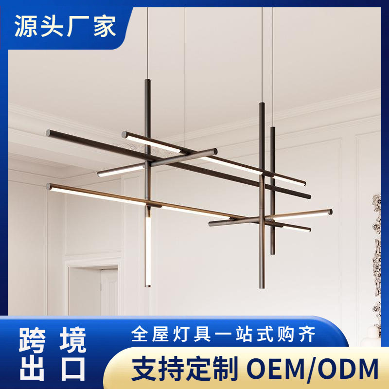 现代酒店别墅长条工程吊灯复