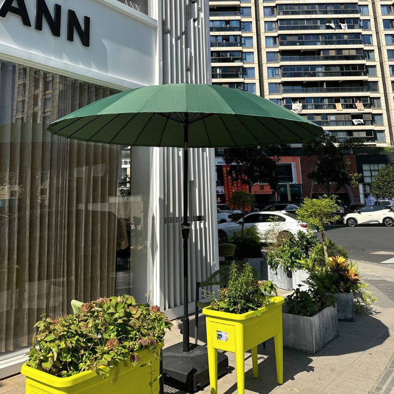 墨绿色圆形太阳伞 露台沙滩布置商铺门口休闲区户W外遮阳伞露营伞