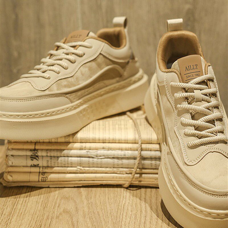 秋冬鞋子厚底休闲板鞋p男款软底加绒加厚保暖冬天棉鞋皮面运动男