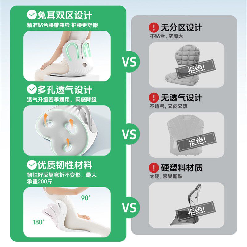 护腰坐垫靠背一体腰靠垫办t公室人体工学坐姿靠椅加大久坐护腰神