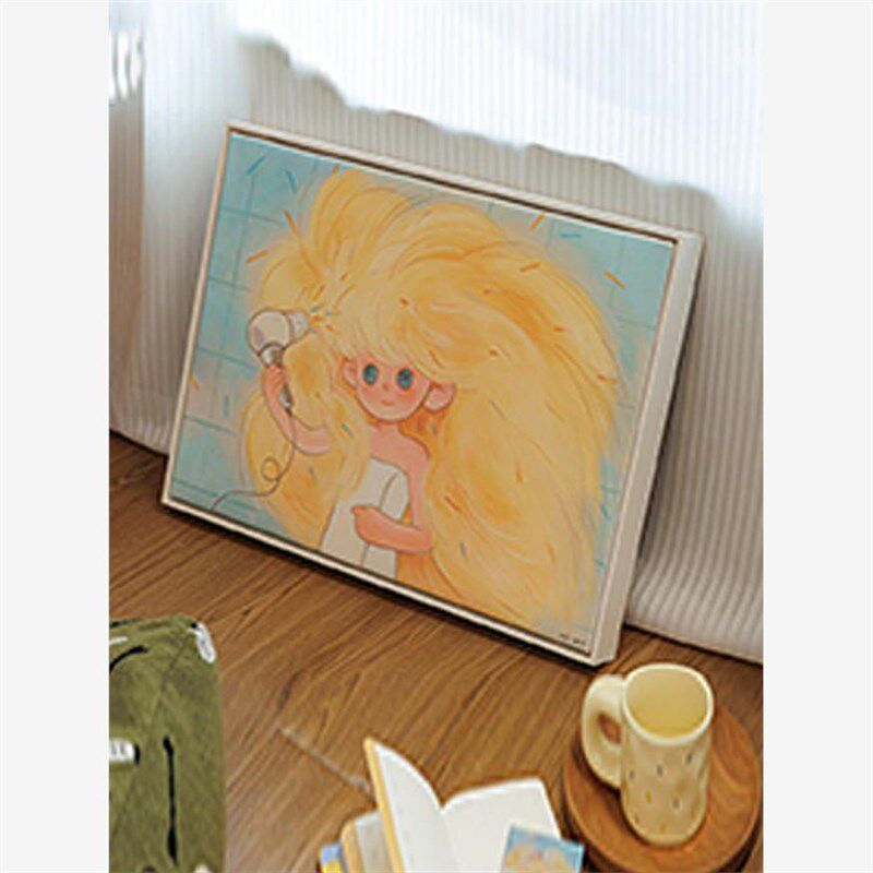 《吹散烦恼》奶油风儿力s力客厅房间挂画小清新卡通卧室床头装饰