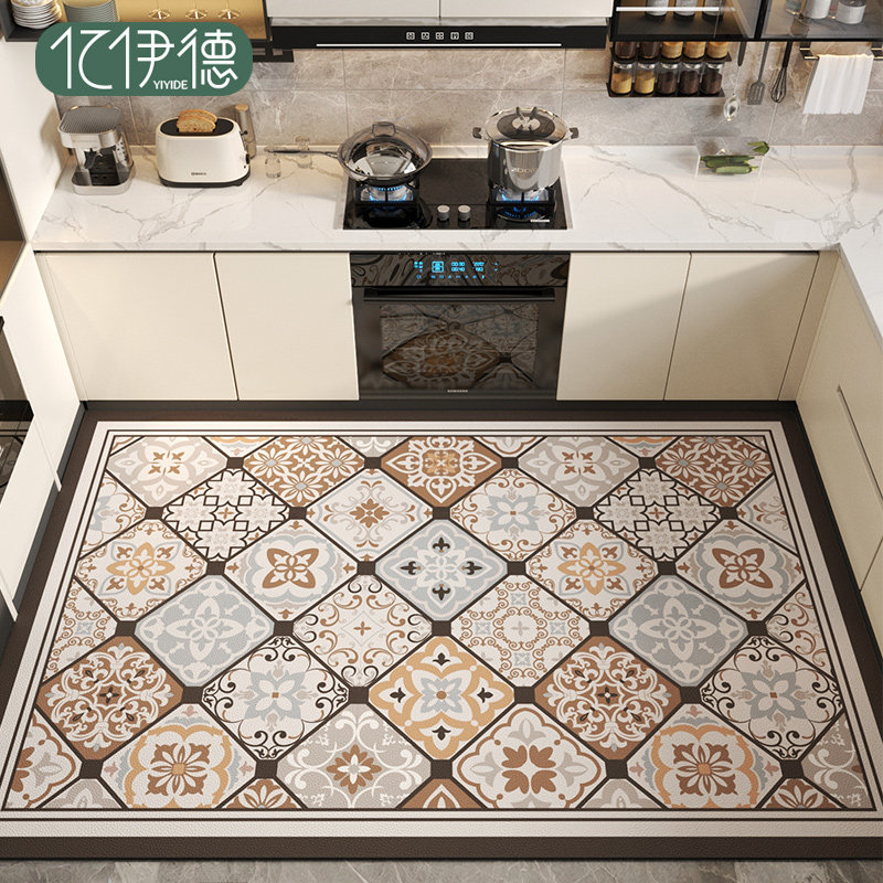 厨房专用地垫防滑防油防水可擦免洗pvc脚垫子耐脏可裁剪皮革地毯