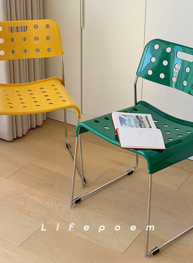 Lifepoem中古风韩国洞洞椅小户型客厅简约咖啡厅无扶手餐椅奶酪椅