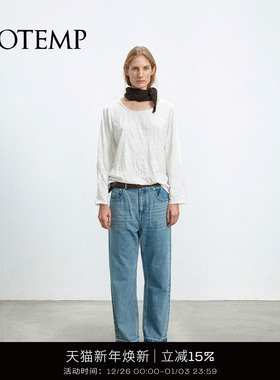 COTEMP SHIRT 14 25FW休闲大圆领褶皱长袖T恤上衣女