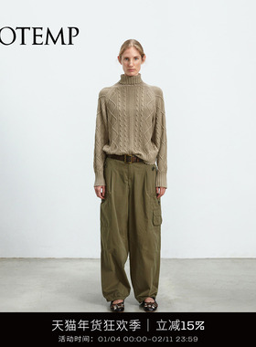 COTEMP INDIGO CABLE KNITED SWEATER 25FW复古洗褪绞花毛衣女