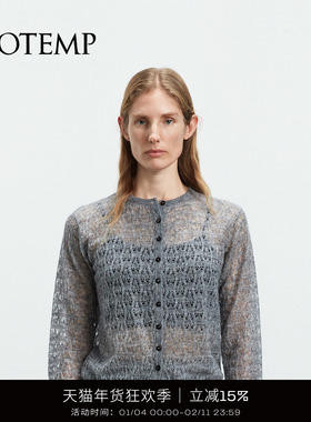 COTEMP DECIDUOUS TREE CARDIGAN 25FW新款落叶镂空羊绒开衫女