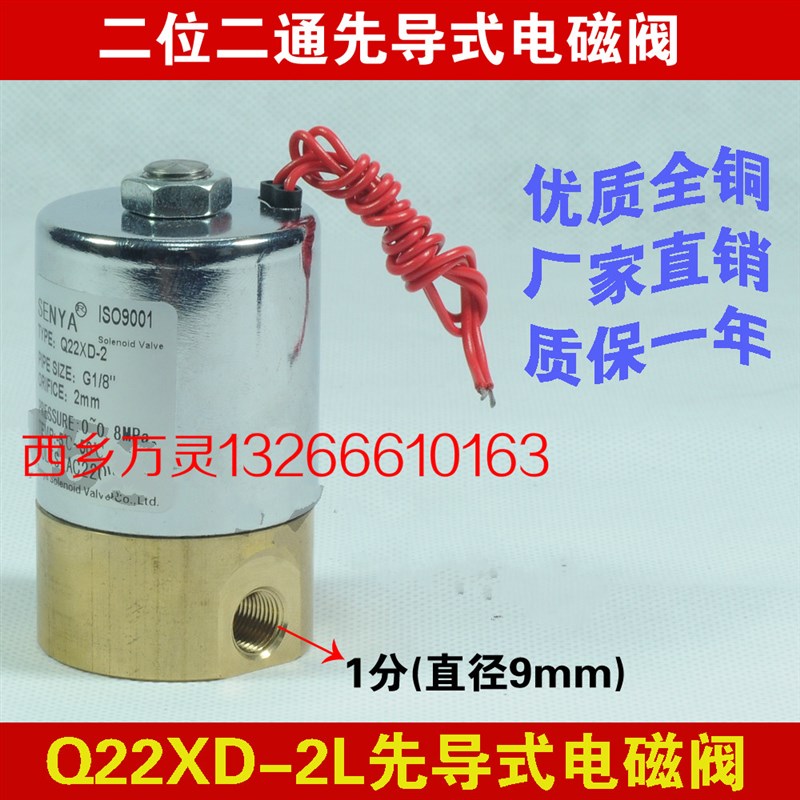 Q22XD-2L 微型电磁阀  二位二通 1分 先导式电磁阀 220V Q22XD-2L