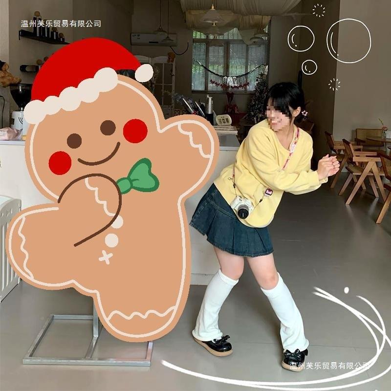 诞橱节装圣铺饰品板圣诞树姜709饼人摆件窗门店活动幼儿园场景布