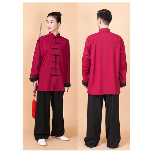 太极服女麻长款春太麻极拳练功服男秋太极拳衣服比赛棉亚DHY武术