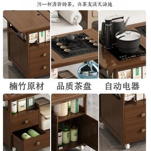 动茶桌茶台家实木小茶车客用移MBF厅茶沙发边几柜茶几具盘烧水壶g