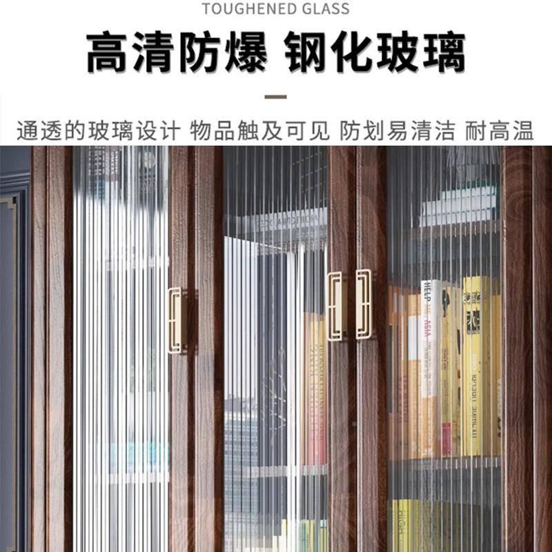 新中柜式实木书办ILT公室储物柜家中用式书带玻璃门展示橱柜