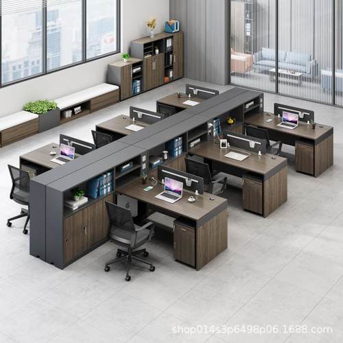 财办公务桌员工约桌椅组合公DKC司4人位6双人简办公桌子办室公职