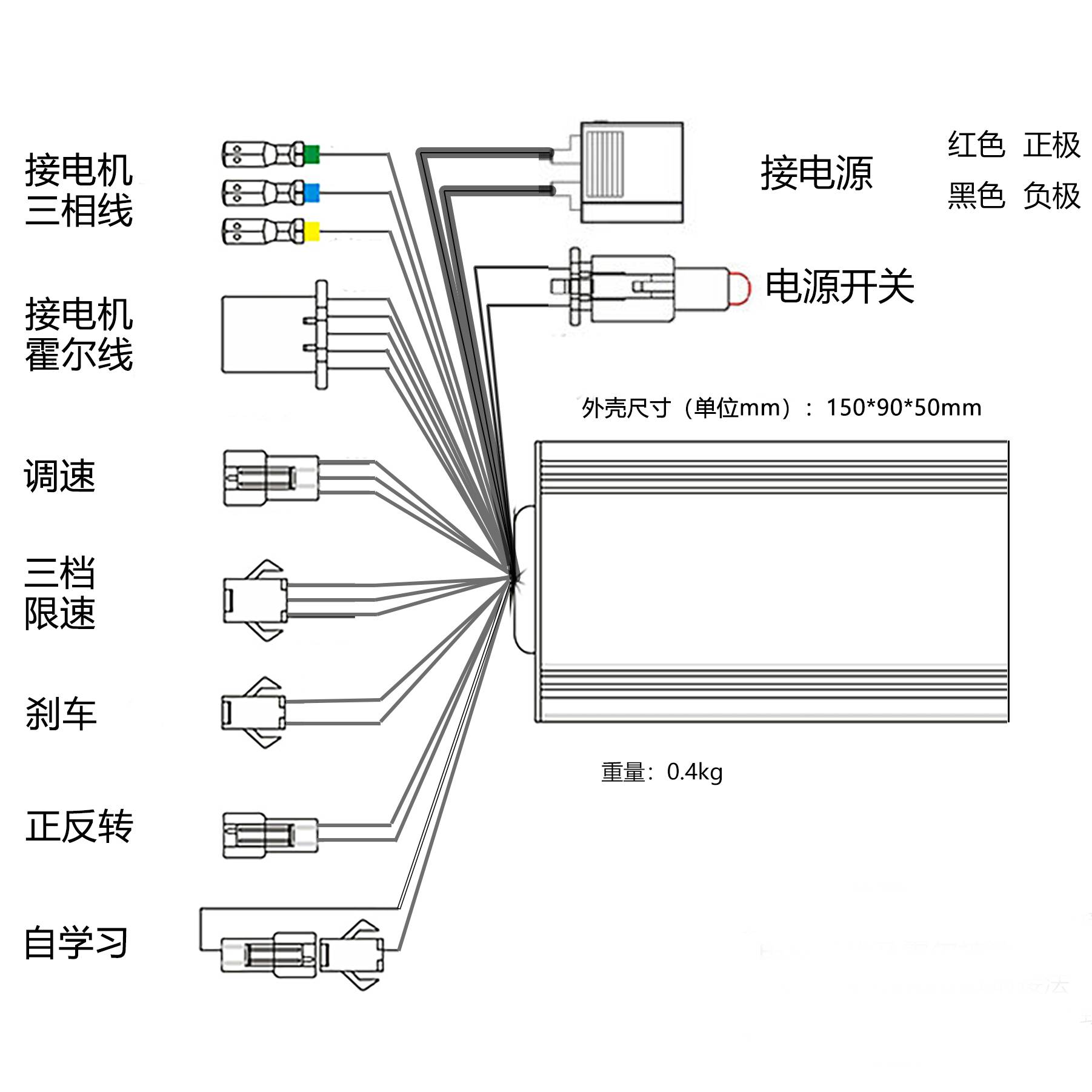 500W直流无刷驱动控制器电机马达24/36/48V大功率转把无级调速
