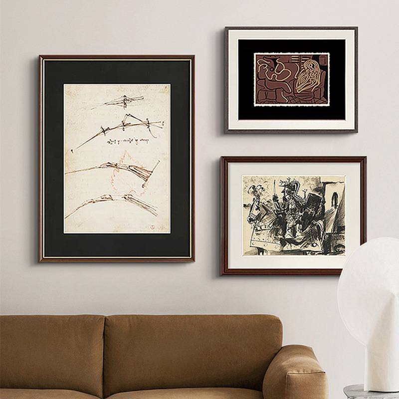 手稿 法式中古风黑白抽象装饰画组合复古毕加索玄关走廊挂画图片