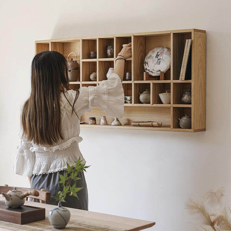 实木墙上物架壁挂子架博古新架多宝格茶室收CRL纳展示置架格中式