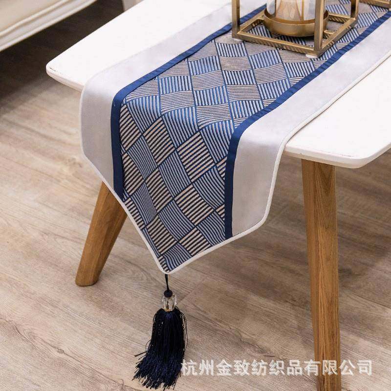 桌店旗轻奢端茶布高美式KJS现代简约长几条电视柜桌布中式酒床旗