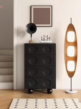 黑色复古八斗柜卧室尾收储物柜斗柜纳客厅DST玄关床电柜视沙发边