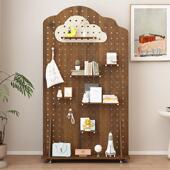 落立地式 实木洞洞可移动带轮子展板示架置物架屏风隔断挡可OGL遮