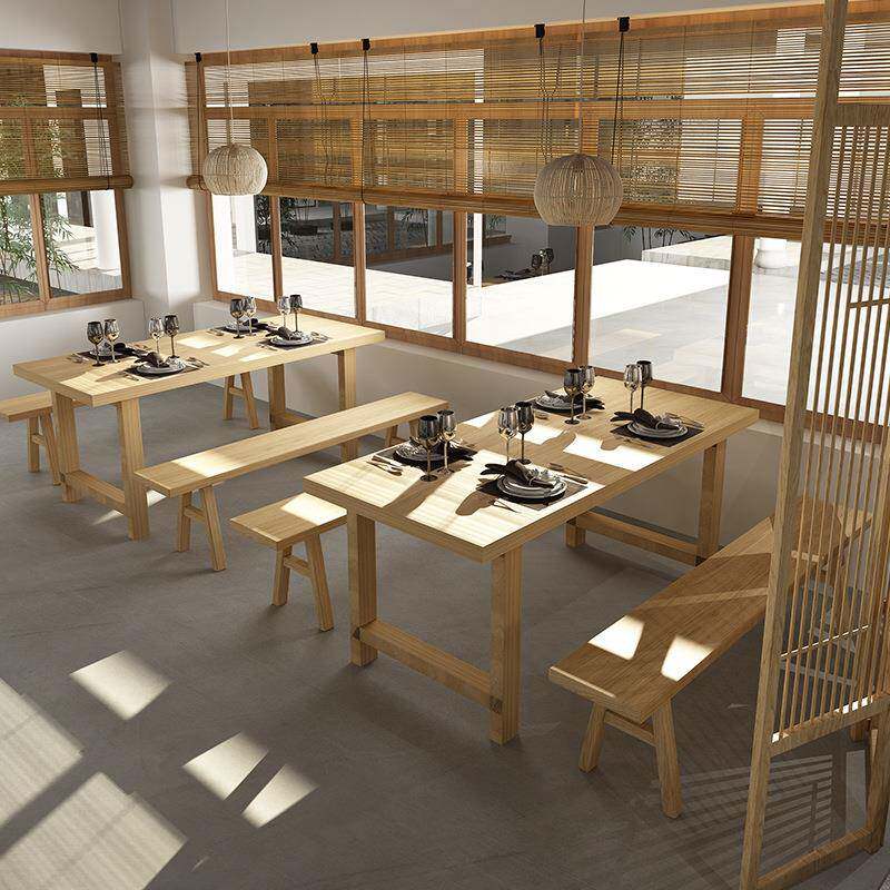 现代简约实木长方简约实木形餐桌椅网人红厅多位桌民宿酒餐店茶餐