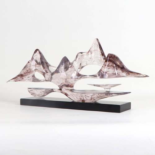 新中办式塑公室室水墨云山雕样板间茶家ZLP居软装饰品客厅电视柜