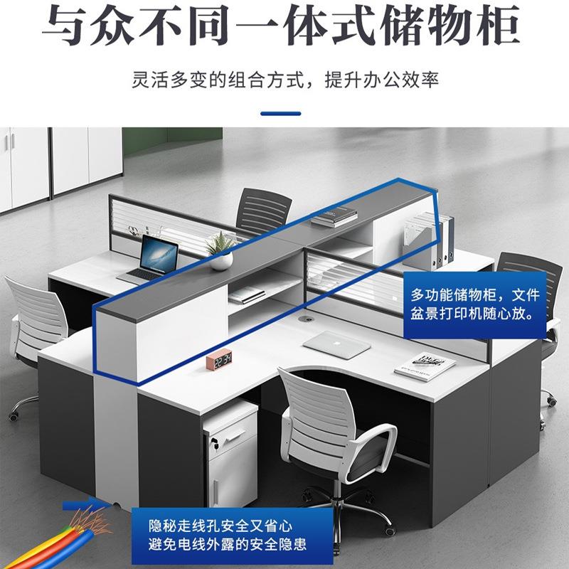 辨公室家具人子桌双财务职员JM-5589办公桌椅组合4工位l型风卡屏