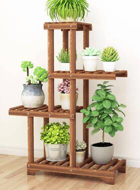 #地花实木落式客厅花盆架包IHX邮架绿萝多室肉阳台内置物架盆联严