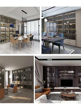 8V极窄白色合金化玻璃门窄边铝框平开RFH门衣柜橱门钢书柜铝酒柜